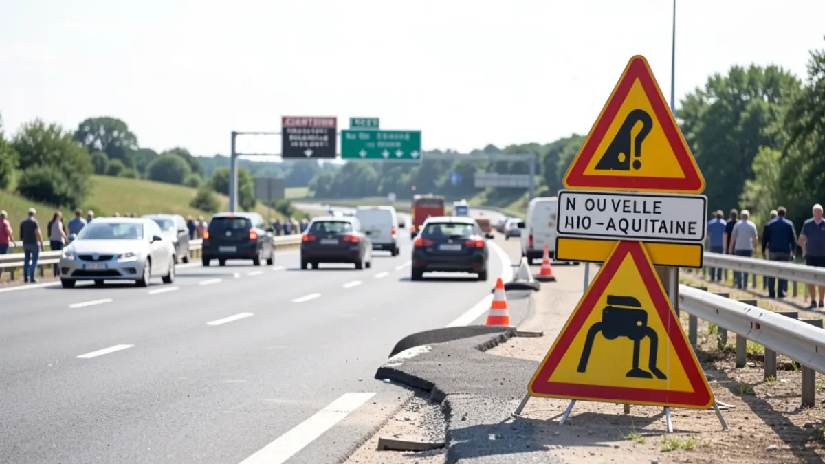 Travaux sur l'autoroute A20 en Nouvelle-Aquitaine avec déviations et signalisation temporaire.
