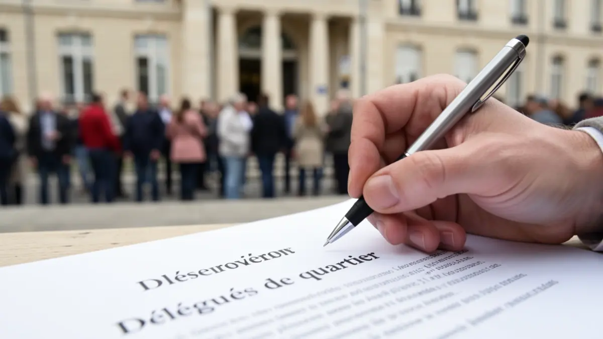 Image générique de mains tenant un stylo au-dessus d'un document officiel.