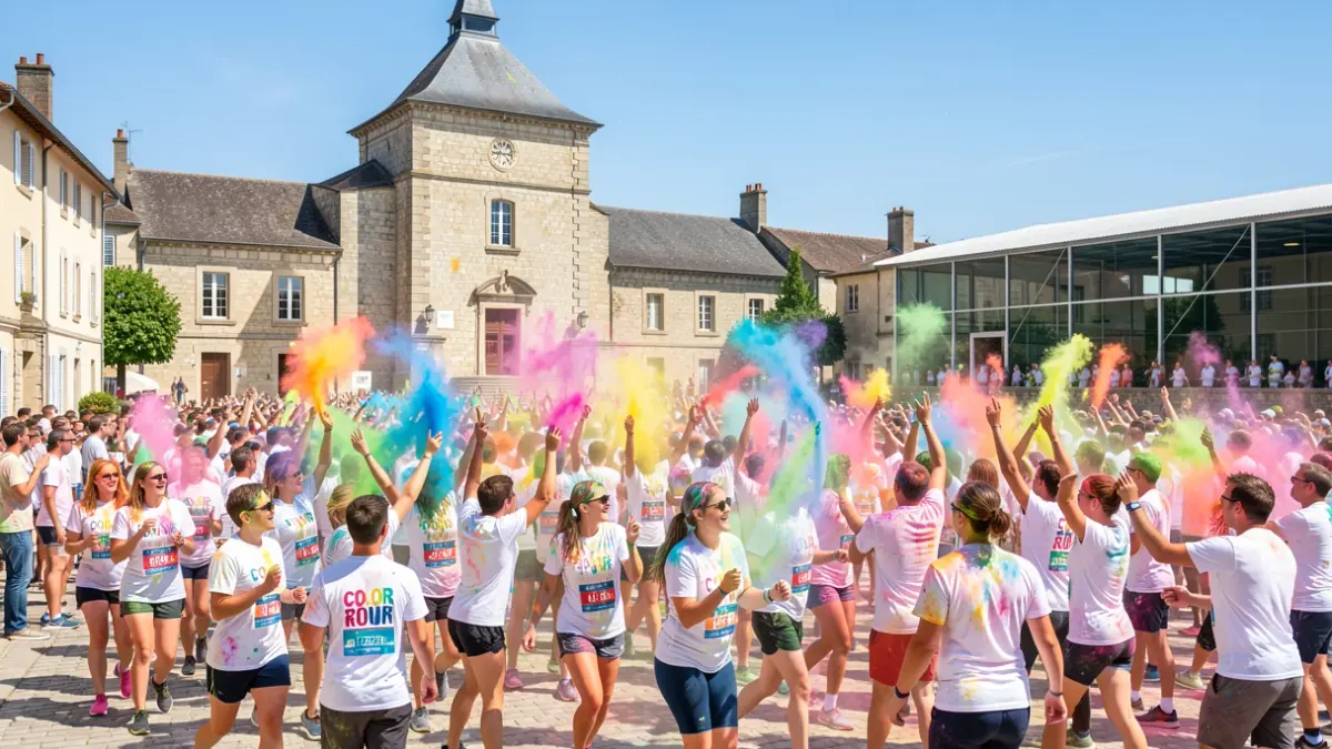 Journée Color Run solidaire à Buros pour Octobre Rose.