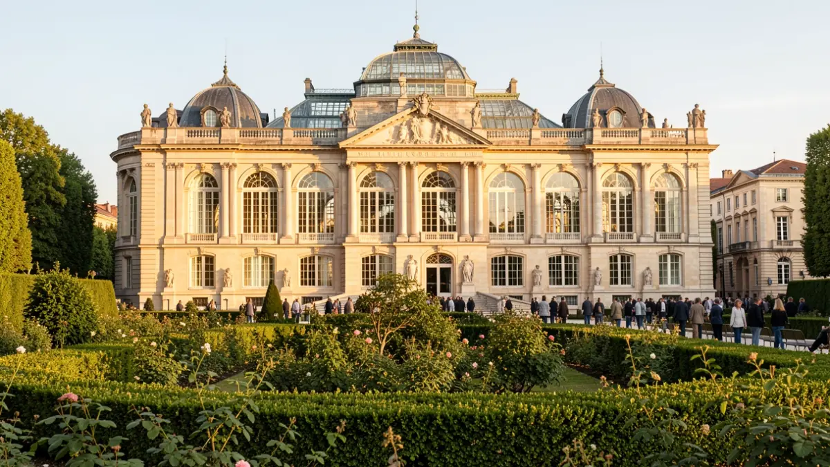 Façade de l'orangerie de la Villa Arnaga sous le soleil d'après-midi.