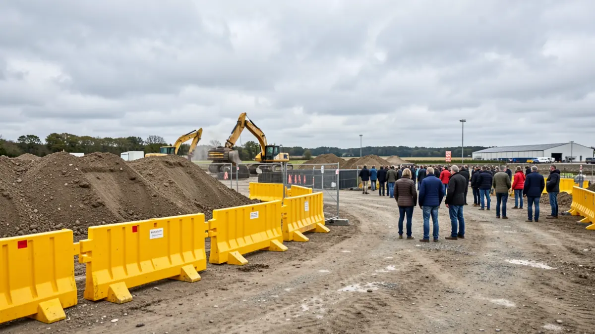 Chantier de construction d'une déchetterie à Saint-Pierre-du-Mont, Landes.