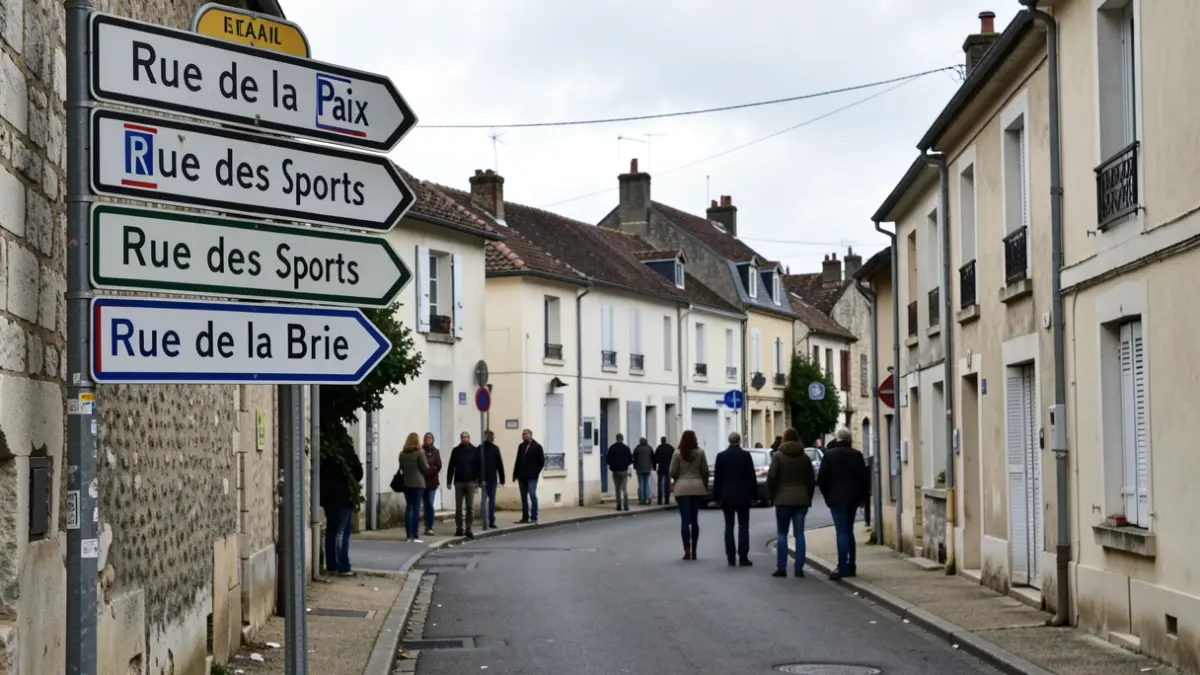 Generic image of streets in a small French town with street signs.
