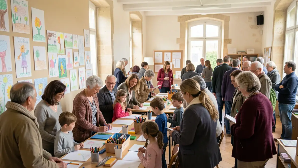 Image générique d'une famille participant à un atelier dans un centre de ressources familiales.