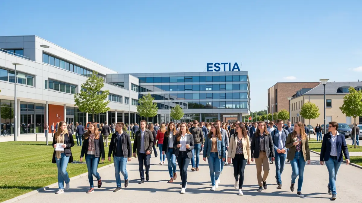 Image générique d'étudiants arrivant dans une école d'ingénieurs en Nouvelle-Aquitaine.