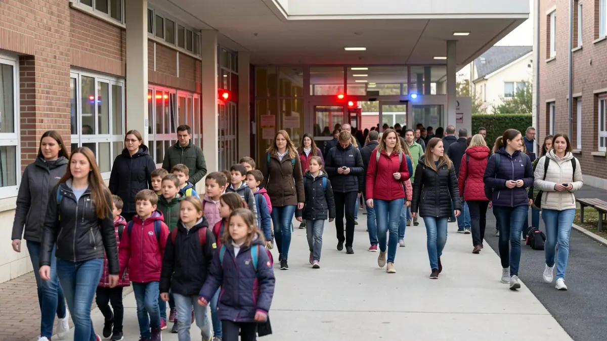 Image d'un exercice d'évacuation incendie dans une école à Saint-Jean-de-Luz.