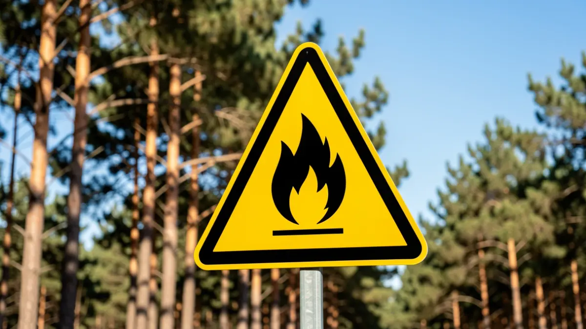 Panneau de vigilance jaune pour risque de feux de forêt en Gironde.