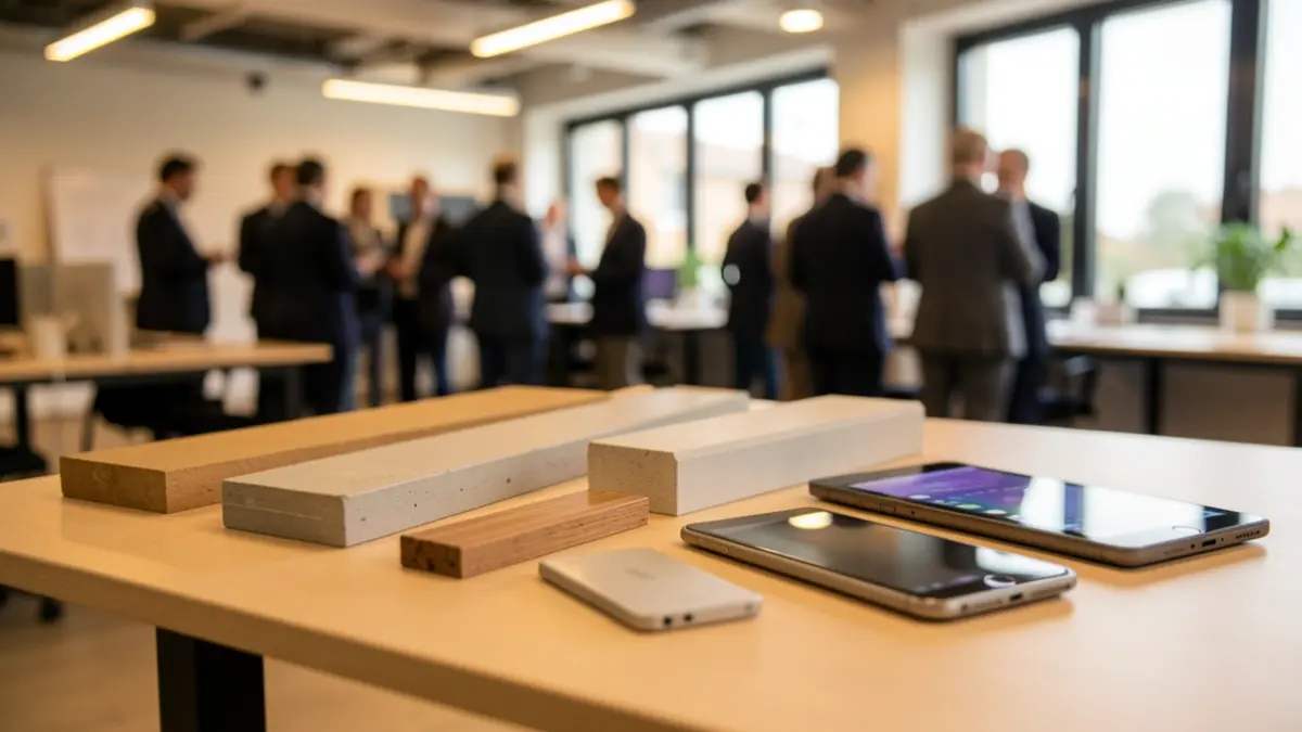 Generic image of innovative construction materials and digital devices.