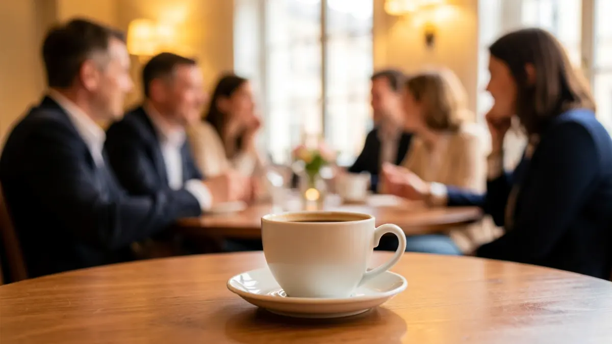 Image générique d'une tasse de café sur une table, ambiance chaleureuse et de soutien.