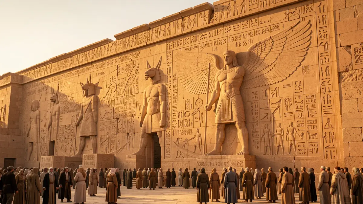 Generic image of Khorsabad Assyrian palace architecture with winged bulls.