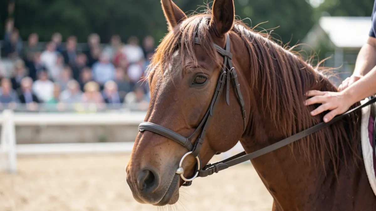 Generic image of the bond between a horse and rider during a competition.