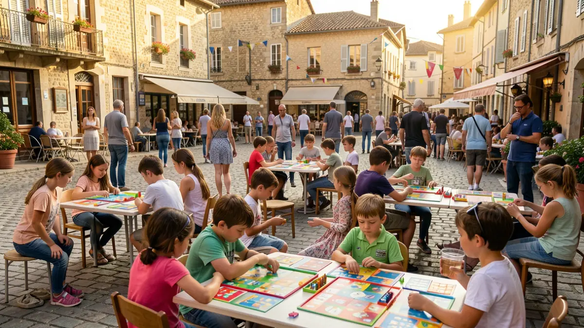 Image générique de festival de jeux en extérieur avec des familles.
