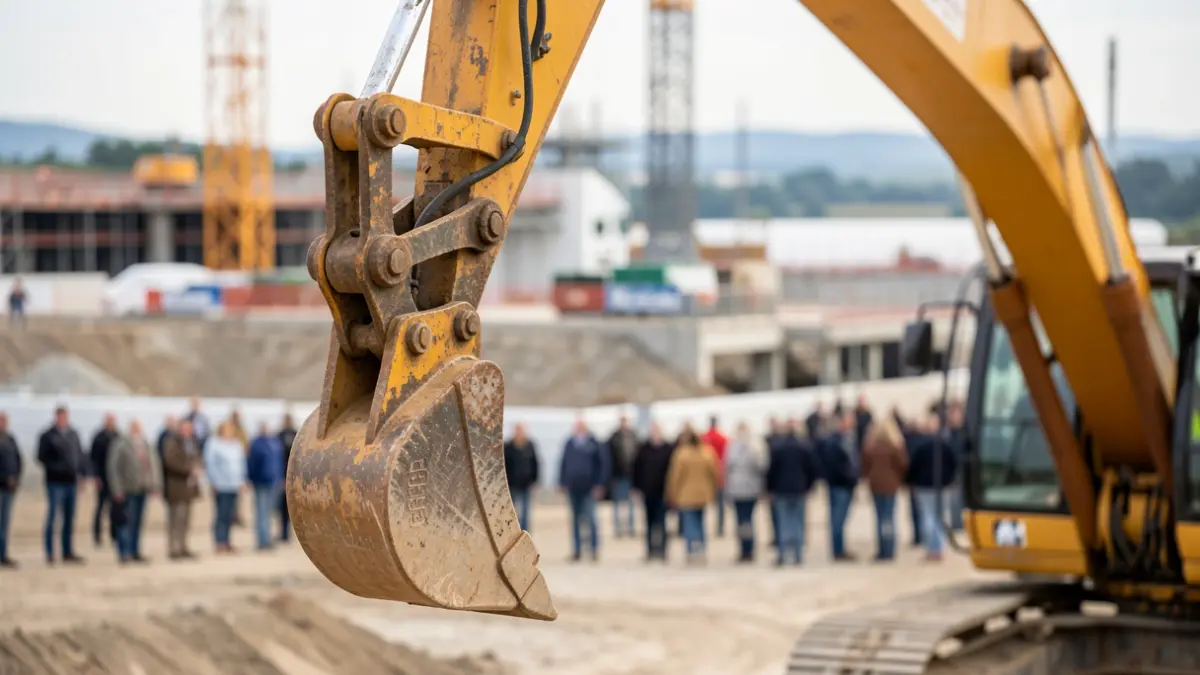 Close-up of construction machinery on a major infrastructure project site in Nouvelle-Aquitaine.