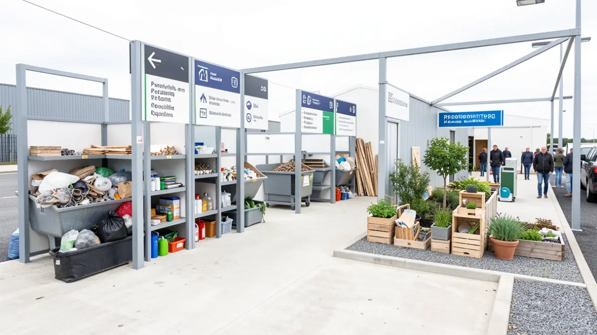 Generic image of the rehabilitated waste disposal center in Parentis-en-Born, highlighting sorting and reuse areas.