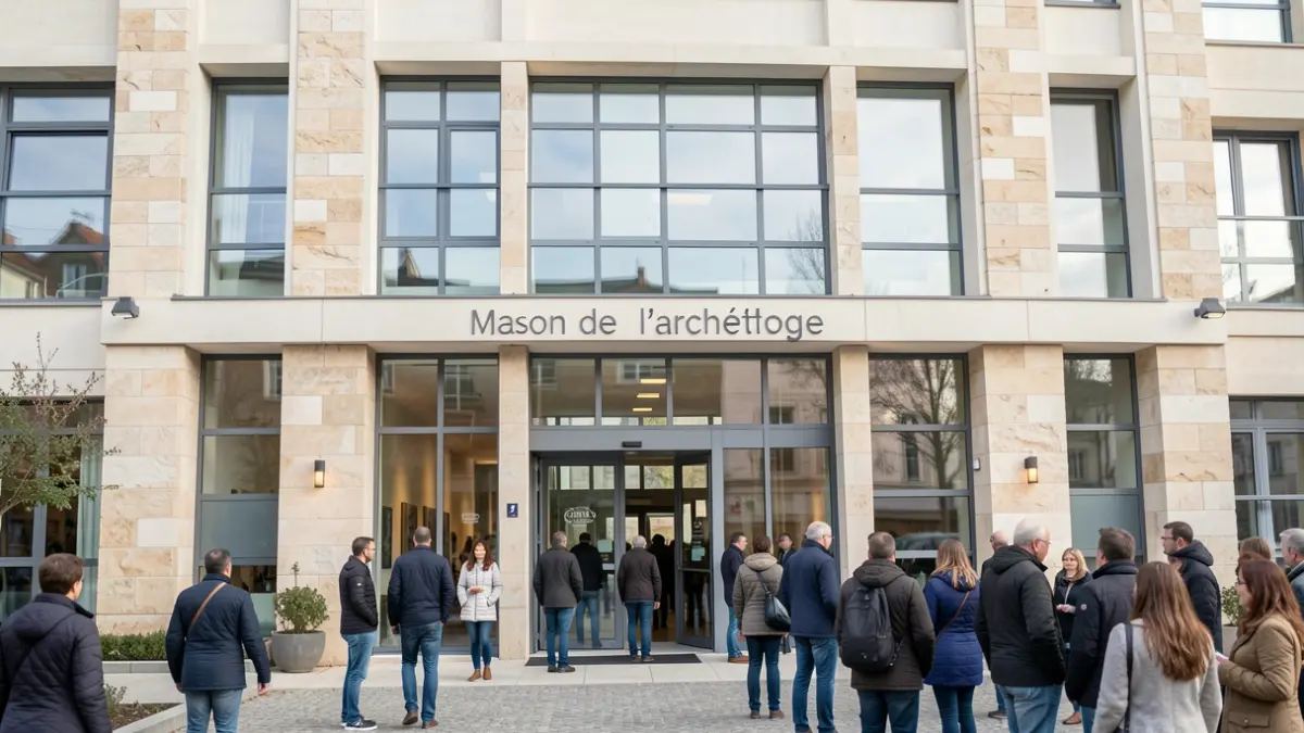 Facade of the Maison de l’archéologie in Pessac.