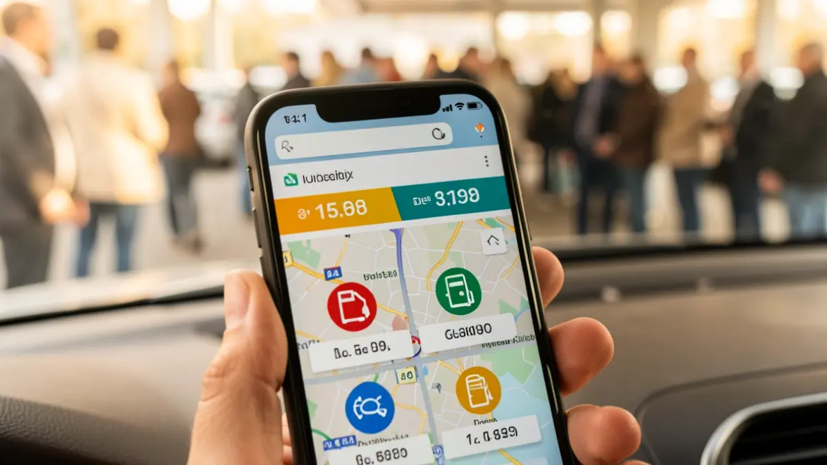 Image générique d'un smartphone affichant les prix des carburants sur un site gouvernemental.