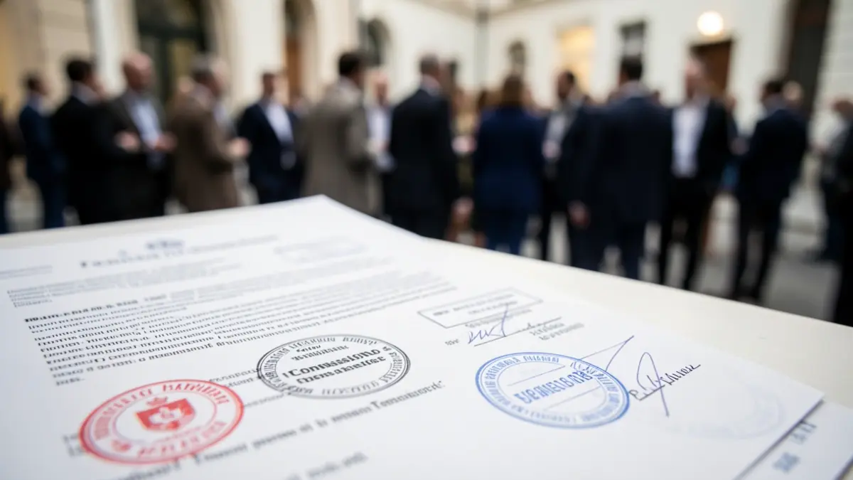 Generic image of official documents related to business transmission.