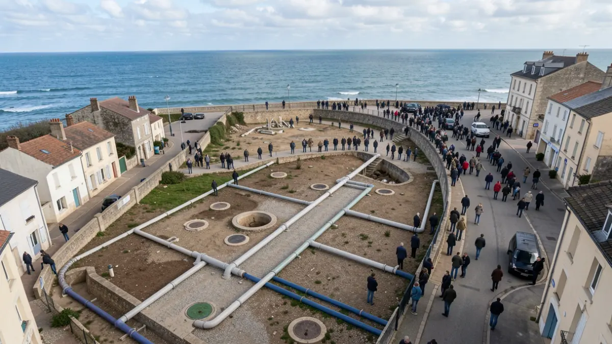 Aerial view of the sanitation network in Nieul-sur-Mer, Charente-Maritime.