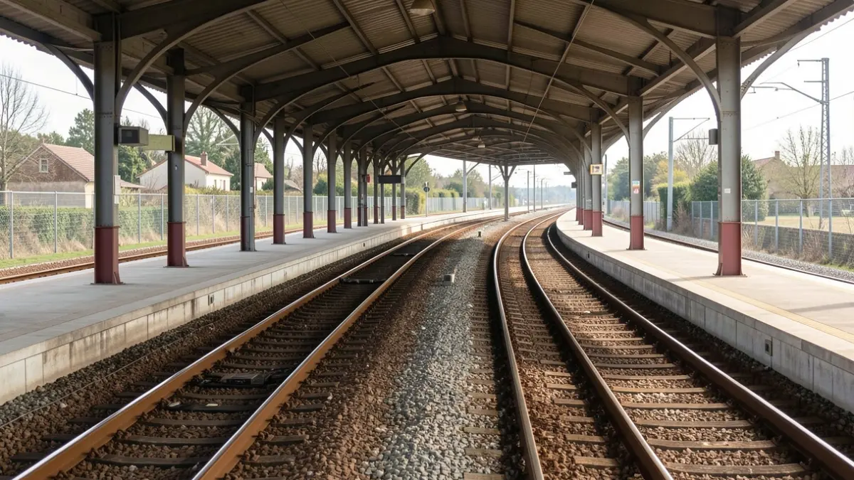 Generic image of a train station in Nouvelle-Aquitaine with railway tracks.