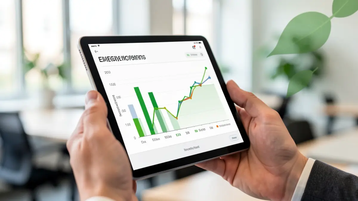 Generic image of a tablet displaying energy consumption graphs, symbolizing energy efficiency for businesses.