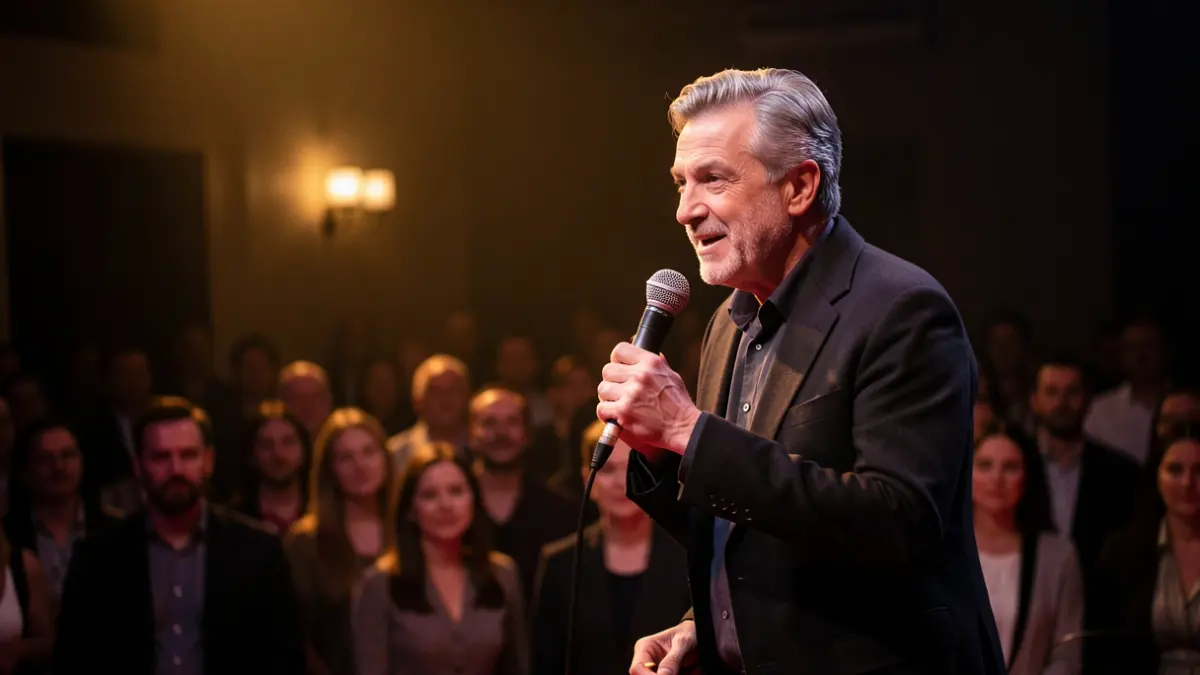 Generic image of a comedian on stage.