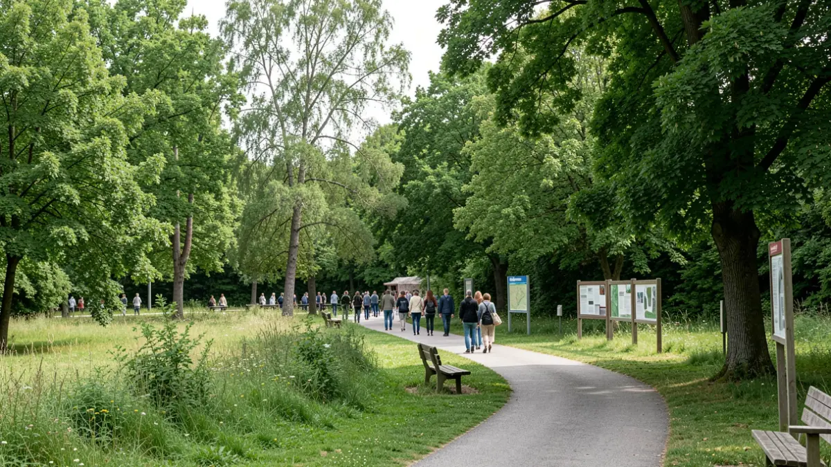 Generic image of a regional park landscape in Nouvelle-Aquitaine, with a path and elements suggesting research or education.