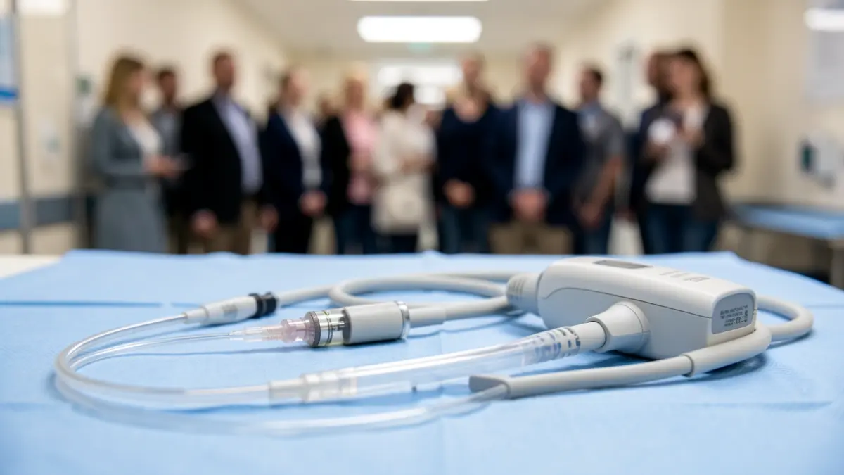 Generic image of medical equipment for vascular access, such as a catheter and an ultrasound probe.
