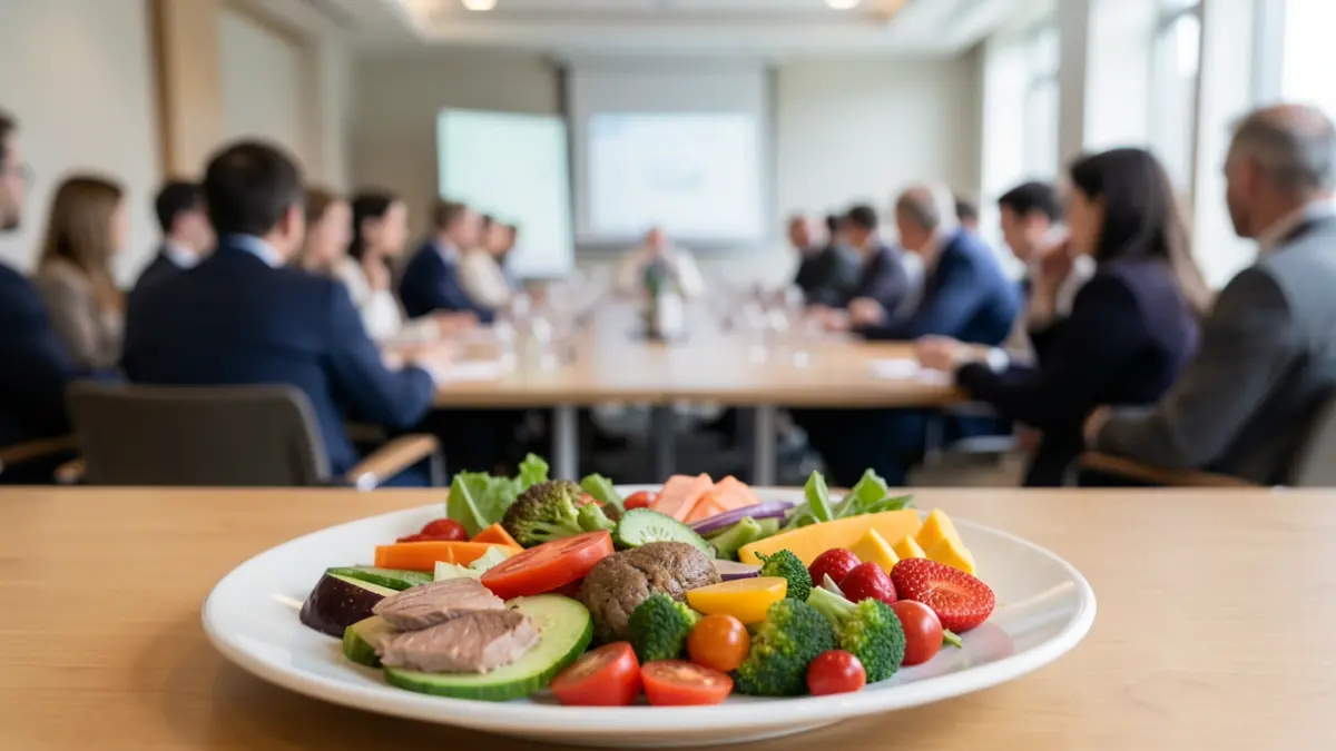 Generic image of a plate of healthy food at a conference on nutrition.