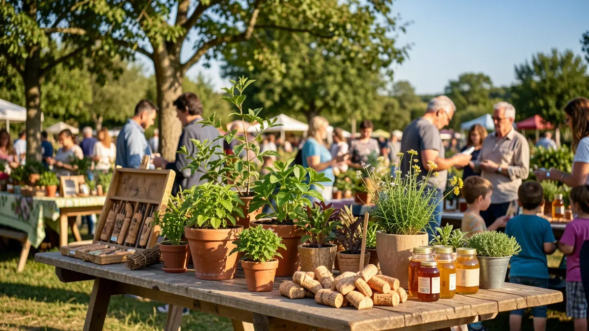 Generic image of the Fête de l'Arbre et des Plantes in Arès, featuring craft and plant stalls.
