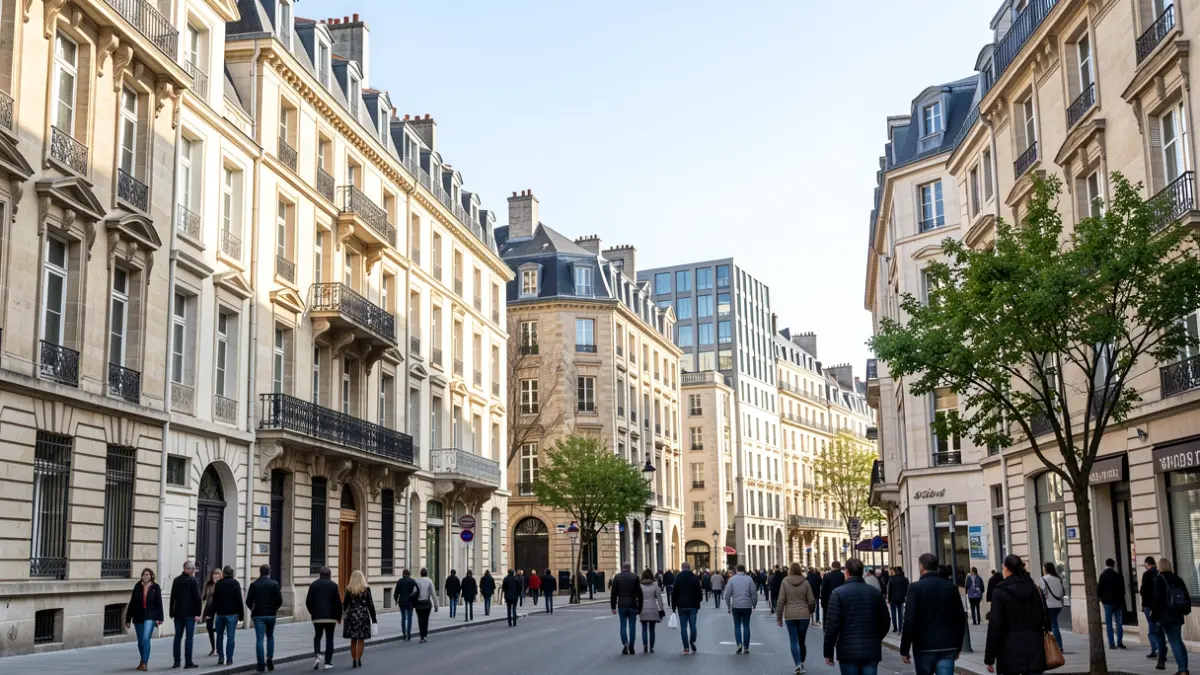 Generic image of Bordeaux urban landscapes, mixing old stone buildings and sparse vegetation.