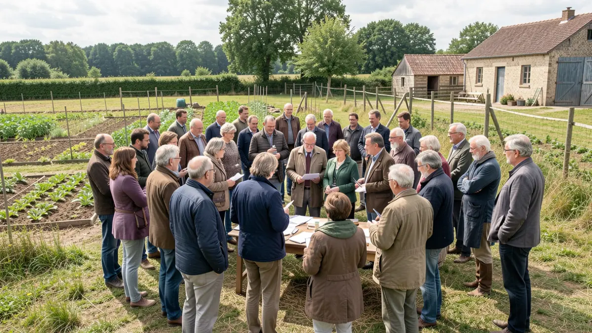 Generic image of diverse people participating in a consultation meeting for a municipal farm project.