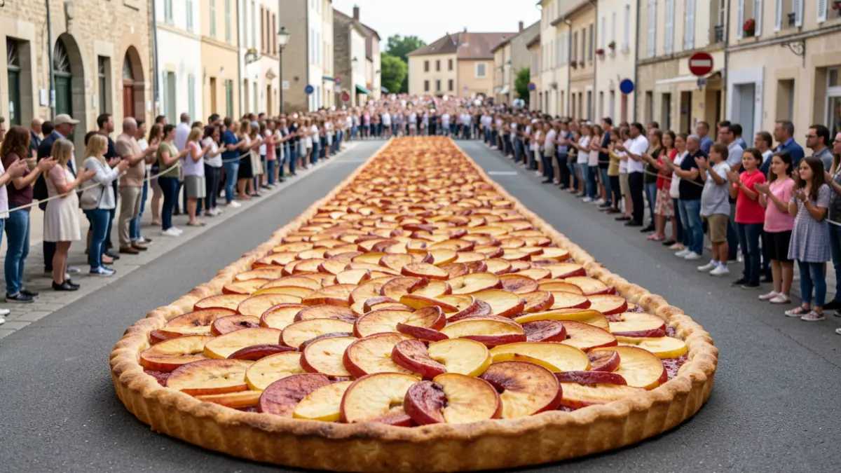 Generic image of an apple festival with a giant tart in Brive-la-Gaillarde.