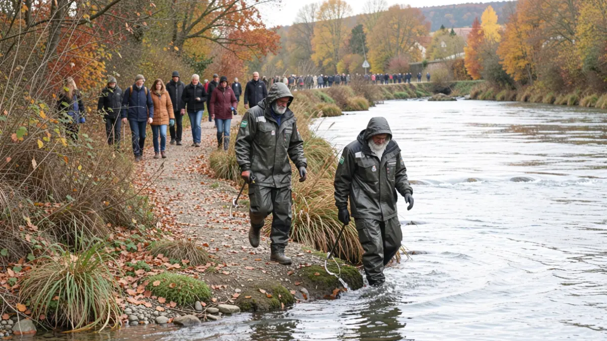 Technicians conducting observations on watercourses as part of an environmental study.
