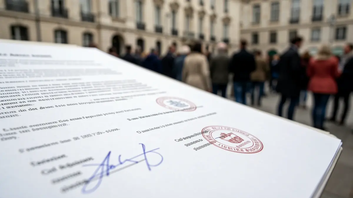Generic image of an official document with seals and signatures, symbolizing a collective agreement.