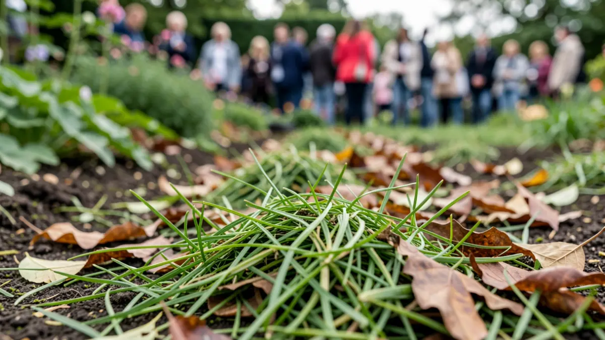 Generic image of plant waste used as mulch in a garden.