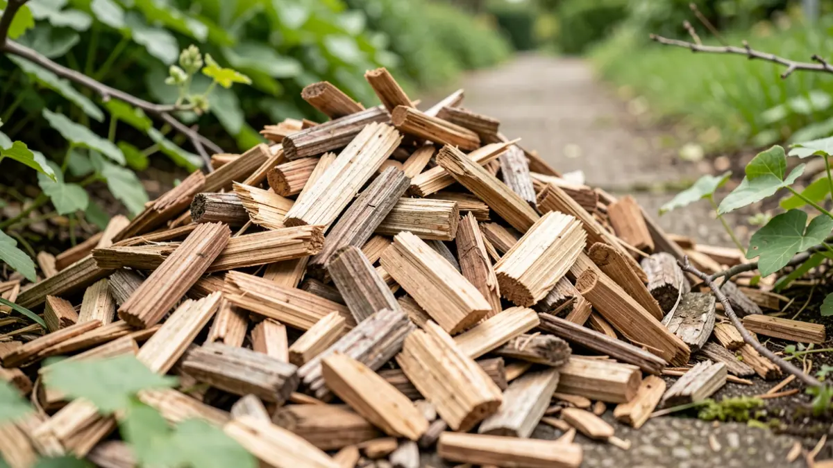 Image générique de broyat de jardin utilisé comme paillage.