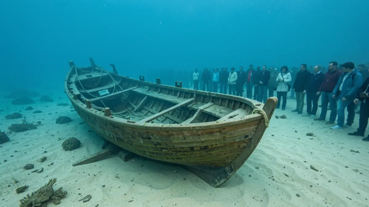Wreck of the electric pinasse 'La Silencieuse' discovered at the bottom of the Bassin d'Arcachon.