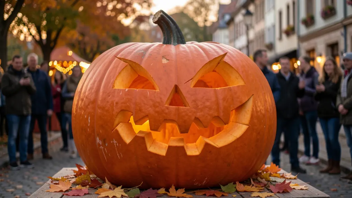 Generic image of a pumpkin artistically carved during an autumn festival.