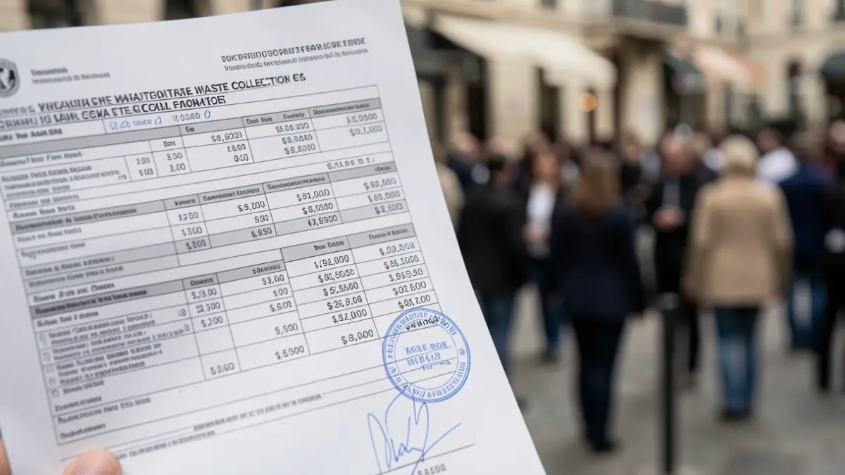 Image générique d'un document financier officiel avec des tampons, illustrant une modification des taxes.