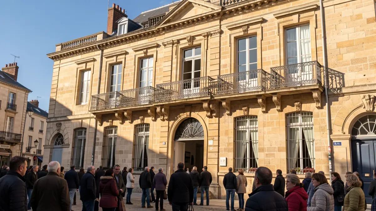 Image générique de la façade d'un hôtel de ville en pierre.