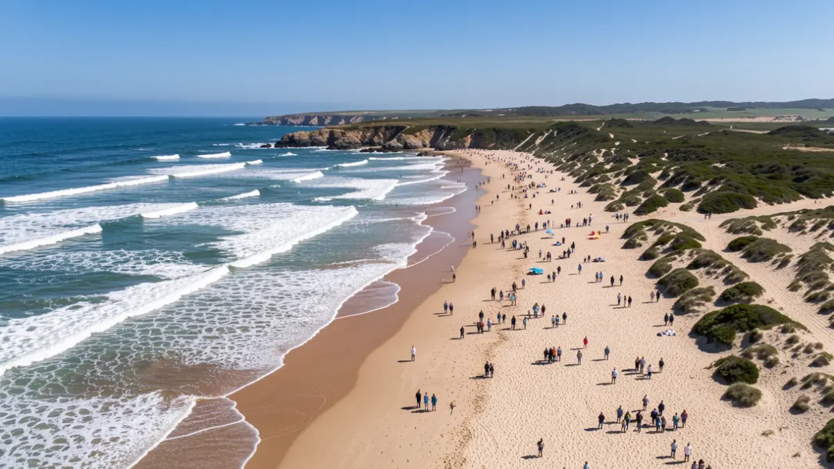 Aerial view of Hossegor's ocean beaches, La Gravière and Naturiste, after their sustainable redevelopment.