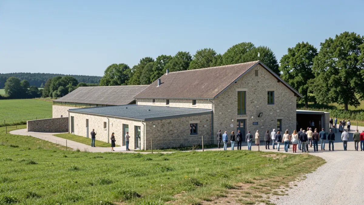 Generic image of a water treatment plant with rural architecture.