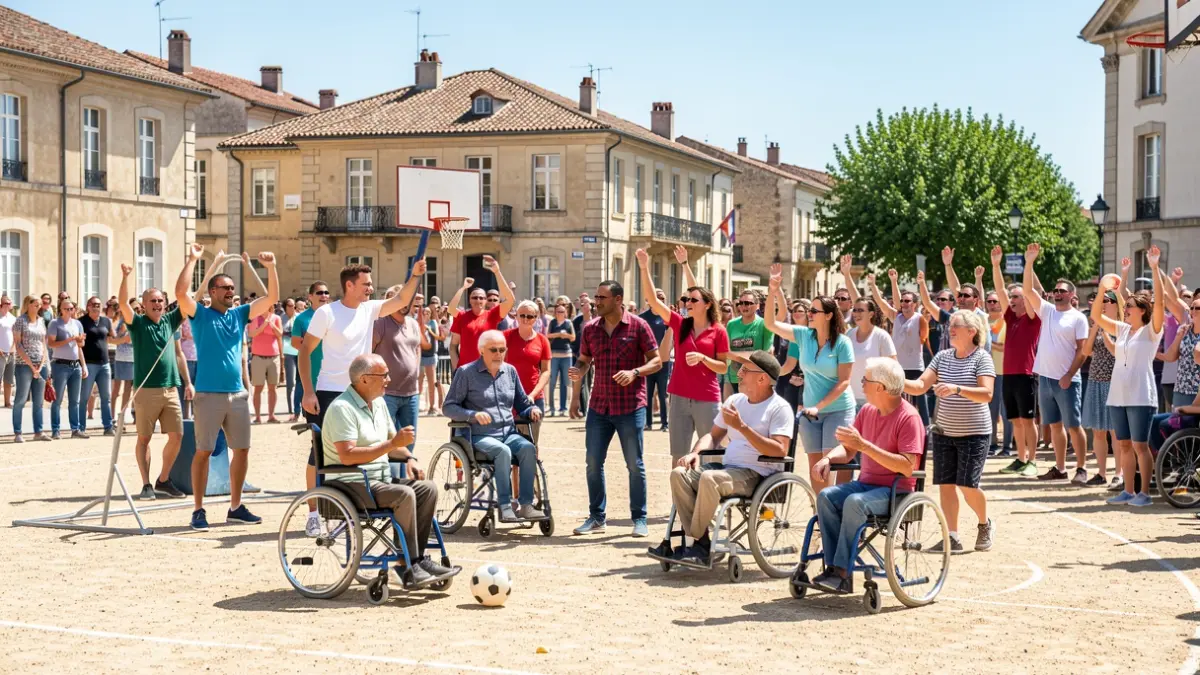 Generic image of people of diverse abilities participating in sports activities together in a spirit of sharing.