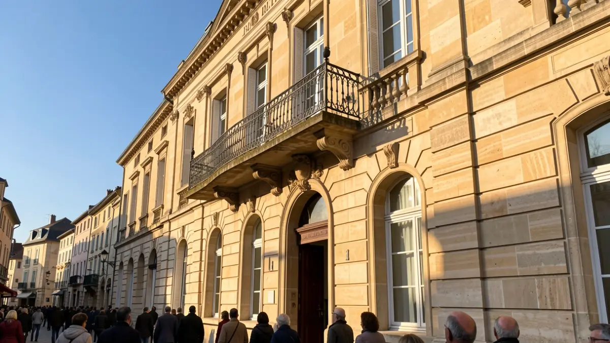 Facade of the La Rochelle town hall, highlighted by the afternoon sun.