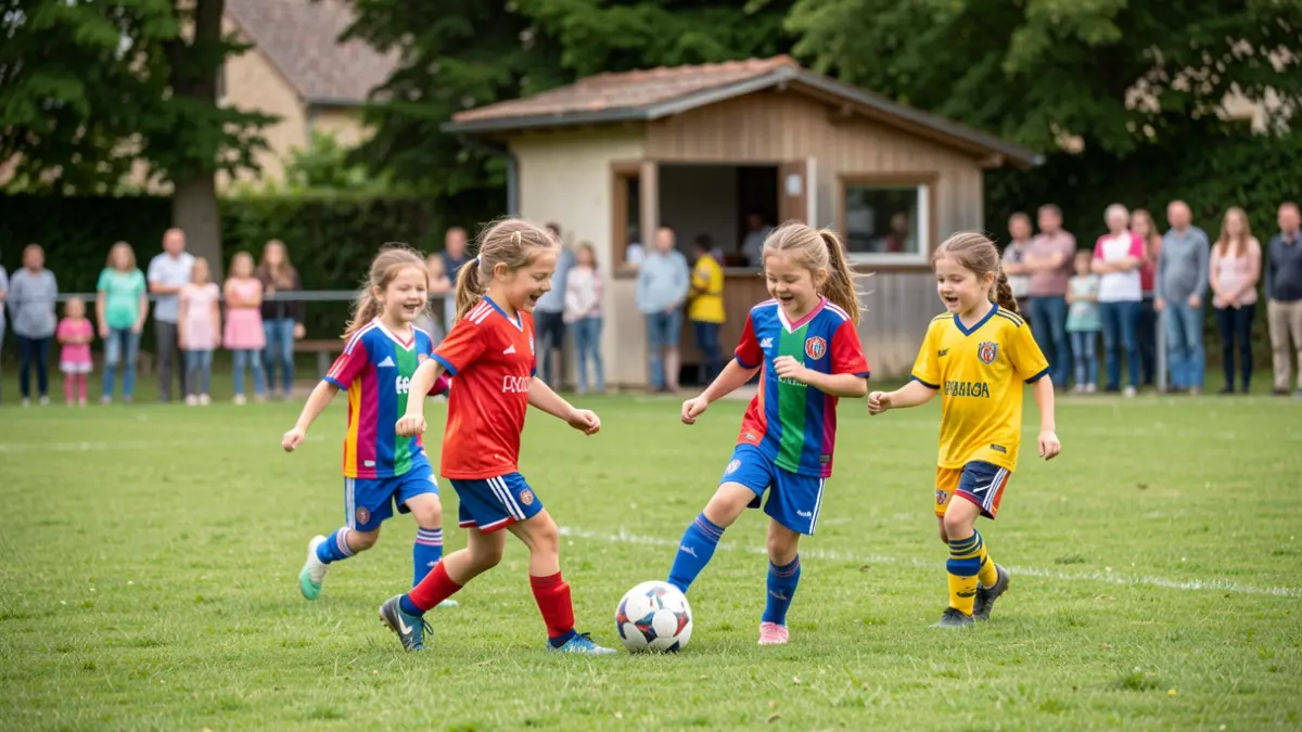 Generic image of young girls playing football at a club.