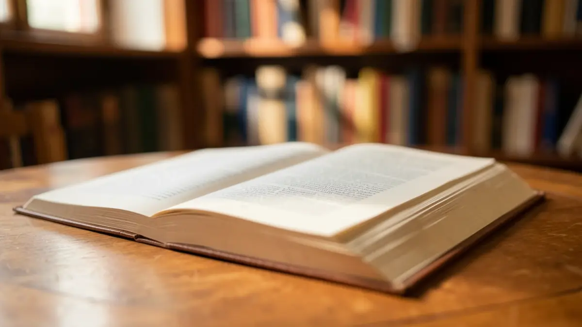 Image générique d'un livre ouvert sur une table en bois, dans une ambiance de lecture chaleureuse.