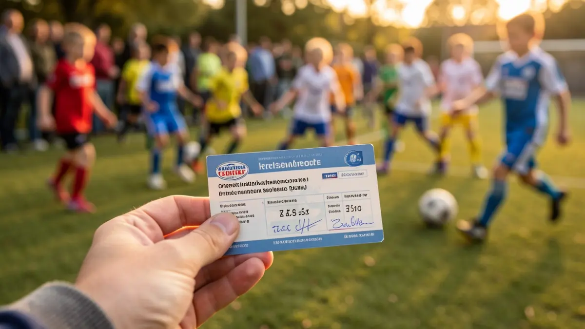 Generic image of a sports voucher with children playing in the background.
