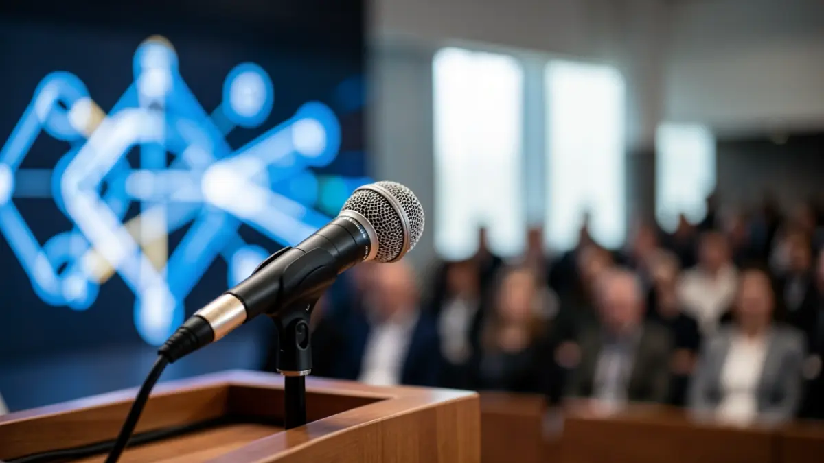 Generic image of a microphone on a podium.