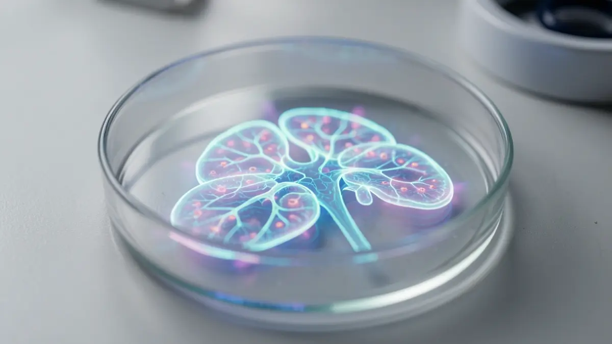 Regenerative kidney graft sample in cell culture.