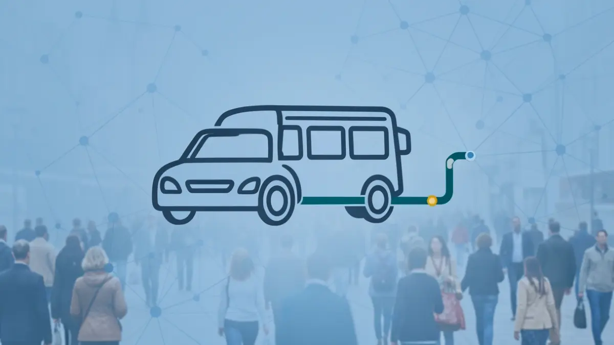 Generic image representing a public carpooling service with a car icon and a transport line.