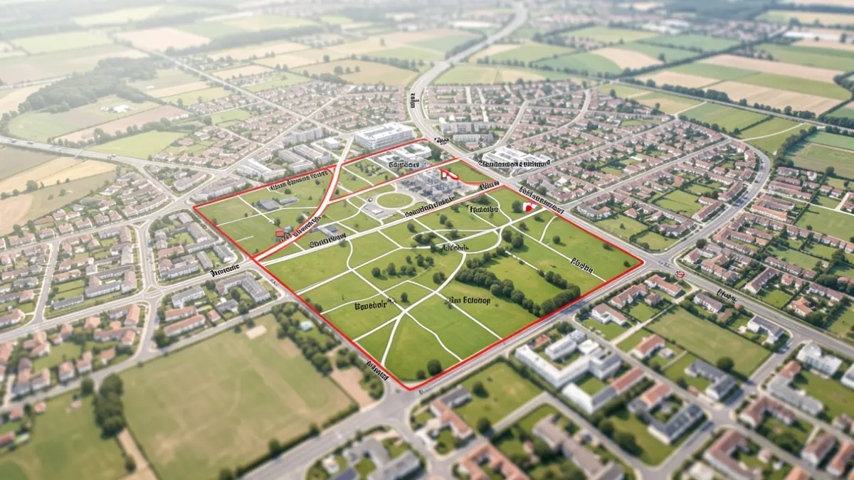Generic image of a French urban planning map with highlighted zones and annotations.